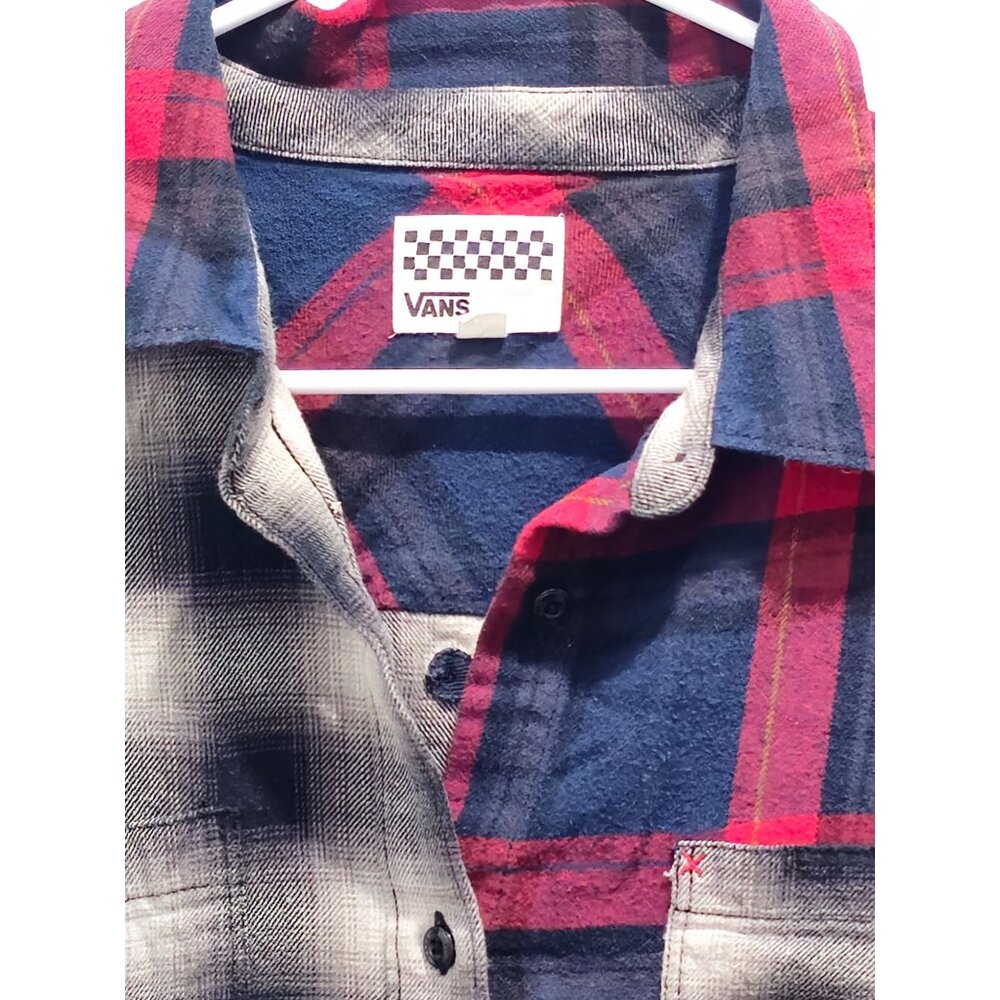 Vans Women's Mixed Plaid Button-Down Flannel Shirt L - Picture 3 of 13